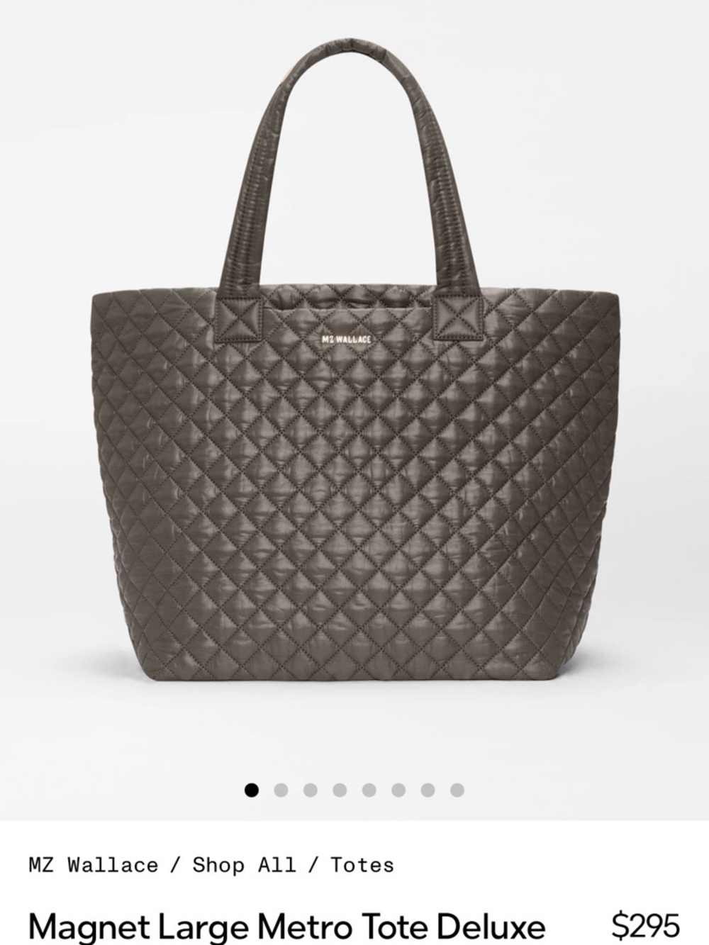 MZ Wallace Quilted Large Metro Tote Deluxe in Dark Taupe